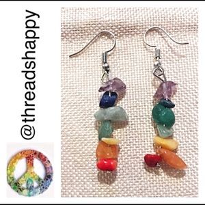 Raw Chakra Stone Earrings Healing Balance Yoga